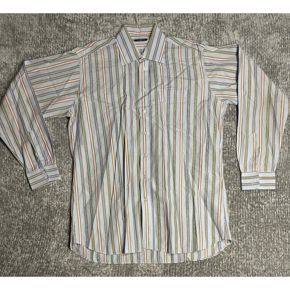 Burberry London Men's Button Shirt Long Sleeve Dress Stripe Sz 17 1/2 -39 T